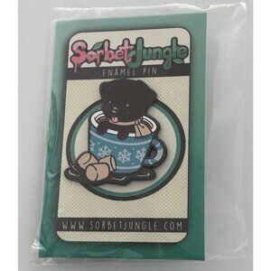 Sorbet Jungle Lab Puppy In Snowflake Christmas Winter Mug Enamel Lapel Pin